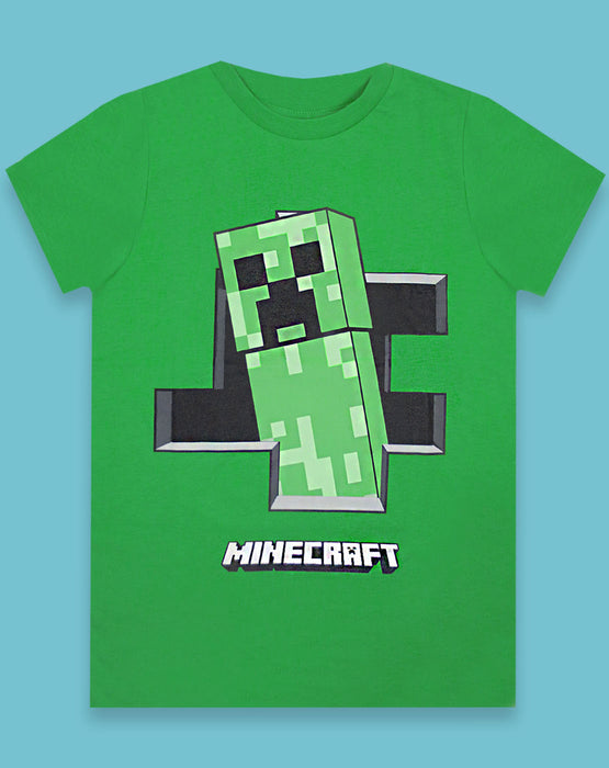 Minecraft Creeper Inside Boys Green Short Sleeve Gamers T-shirt