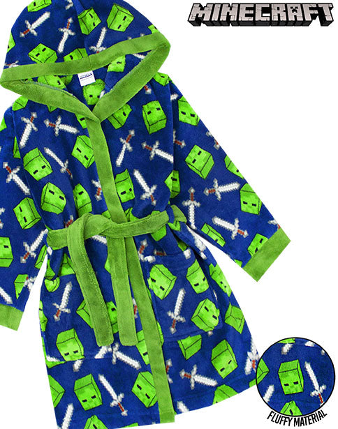 Minecraft Robe Size 10 Minecraft All Over Zombie Sword Boys Bathrobe Kids Dressing Gown ...