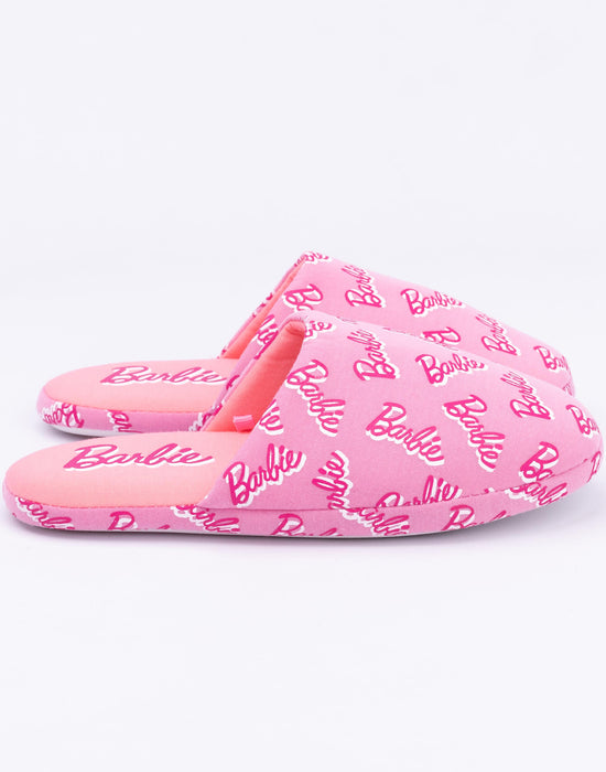 Barbie Womens Repeat Logo Polyester Slippers 