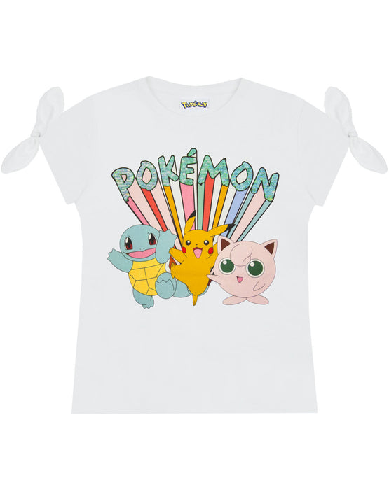 Pokemon Pikachu and Characters Girl's T-Shirt - White