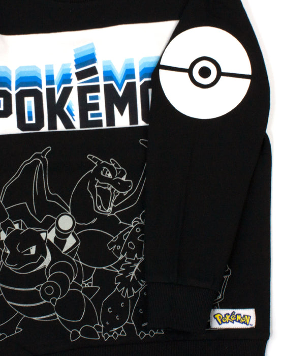Pokemon Boy's Neon Pokeball Pocket Sweatshirt Black