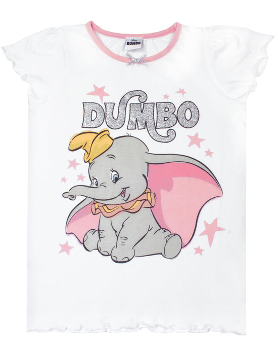 Disney Dumbo Girl's Children's Short White and Pink Pyjamas Pjs Set
