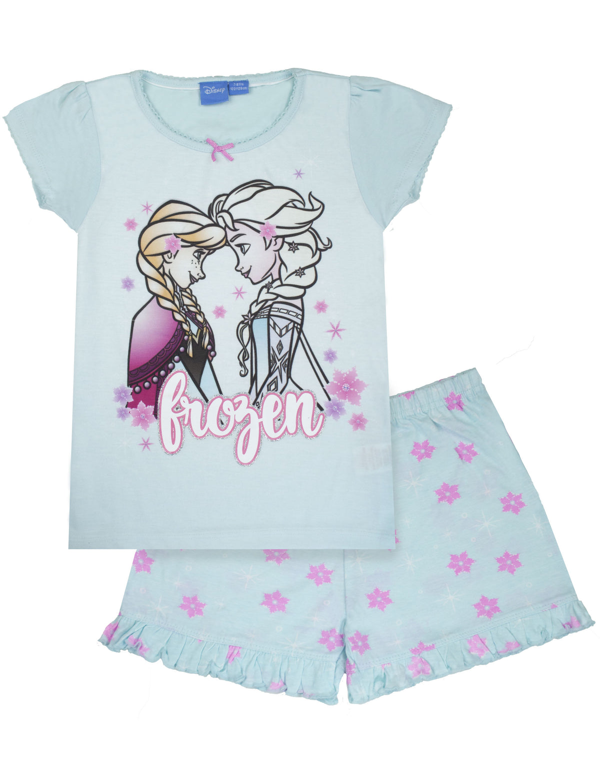 Disney Frozen Anna and Elsa Characters Snowflake Pyjamas Shorts Set 2 ...