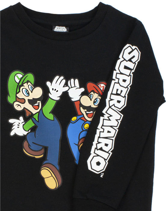 Super Mario Boys Sweatshirt Long Sleeved Jumper For Kids - Black