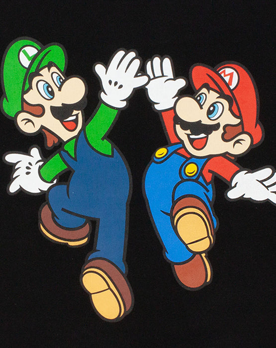 Super Mario Sweatshirt Luigi Character Gamers Black Long Sleeve Boys Jumper