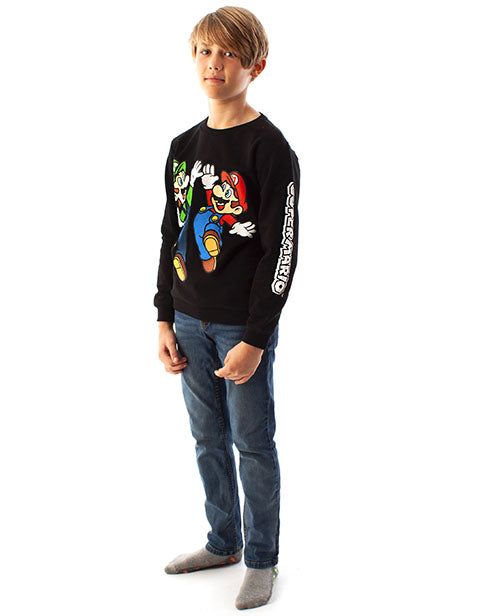 - This boys Super Mario sweater comes in sizes; 5-6, 7-8, 9-10, 11-12, and 13-14! They come in a regular kids fit and are made for ultimate comfort and are a great idea as a birthday present or for any special occasion!
