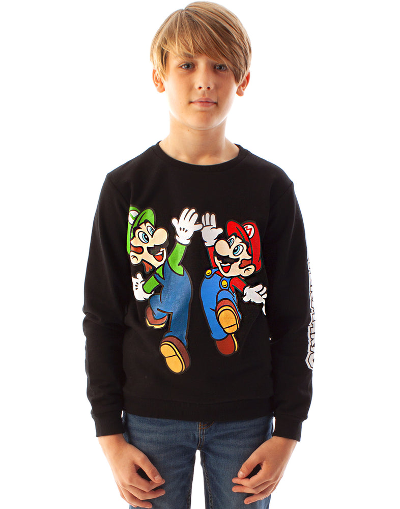 - Our Super Mario sweatshirt for children has long sleeves and a stylish crew neck for kids; it is the perfect Super Mario gift for all fans of the Nintendo Super Mario games!
