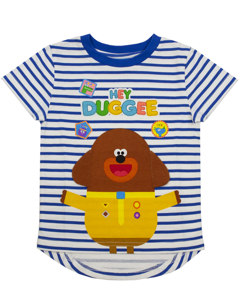 Hey Duggee Character 3D Ears Blue & White Striped Boy's T-shirt