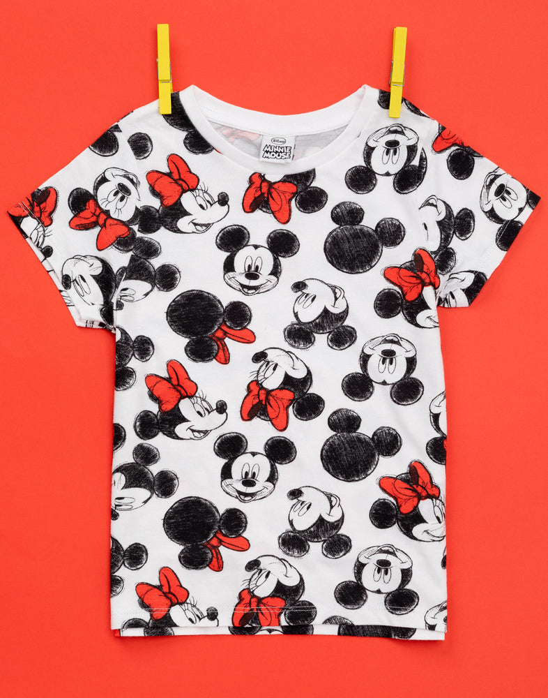 Mickey And Minnie Mouse All Over Print Girl's T-shirt