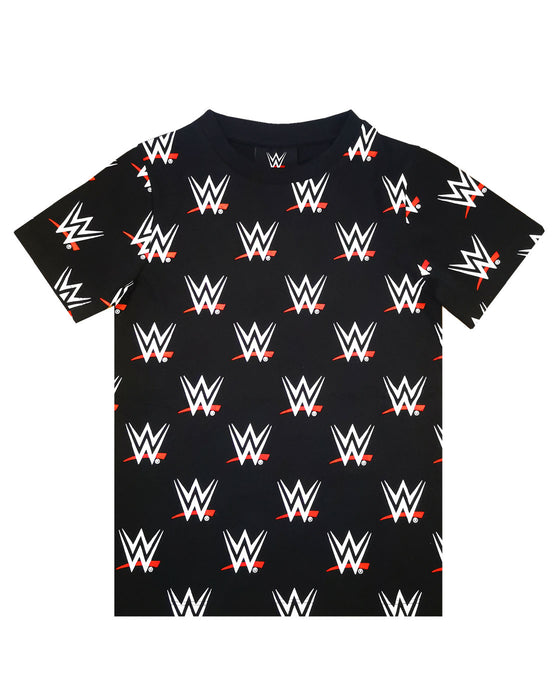 WWE Wrestling All Over Print Boys T-shirt - Black