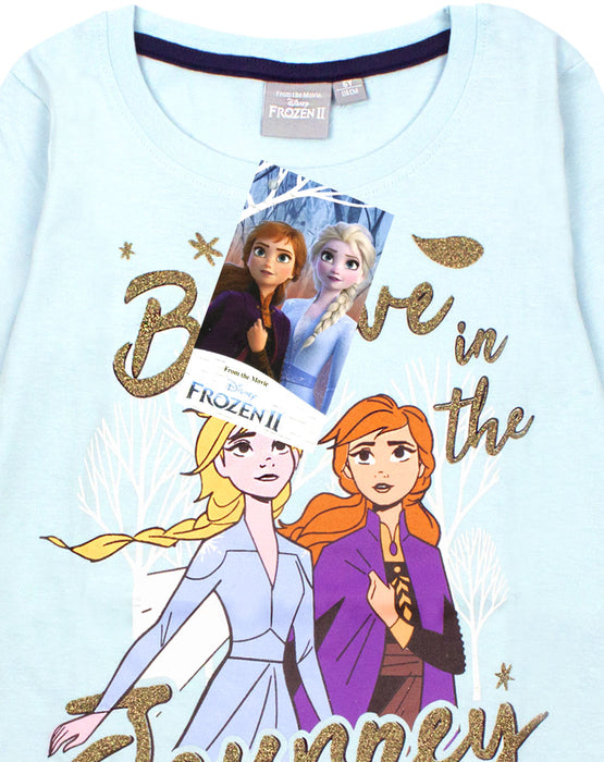 T-shirt Brillant Manches Longues Fille Elsa & Anna - Reine Des Neiges 2 - Motif Scintillant