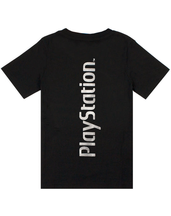 Playstation Foil Logo Print Boy's T-Shirt - Black
