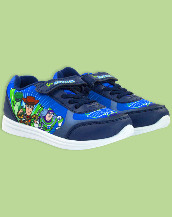 Toy Story Buzz Woody Rex Disney Boys Blue Trainers Kids Sports Shoe