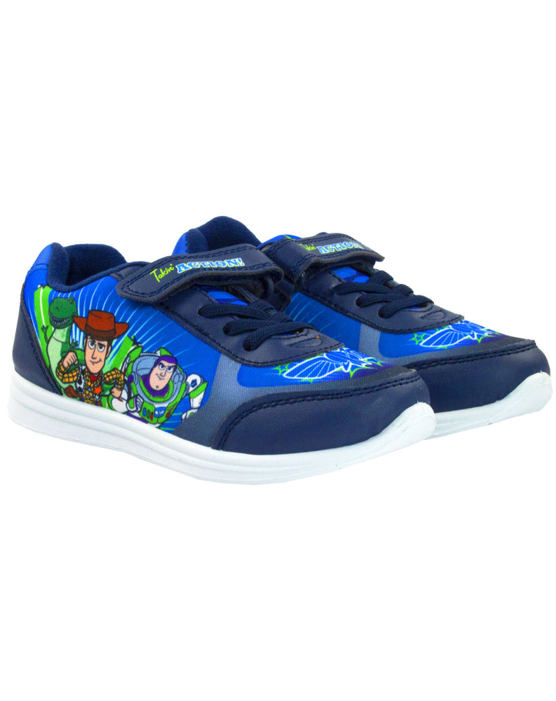 Toy Story Buzz Woody Rex Disney Boys Blue Trainers Kids Sports Shoe