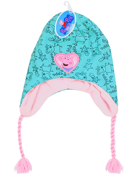 Peppa Pig Kids Winter Woolly Girls Blue Earflap Hat 