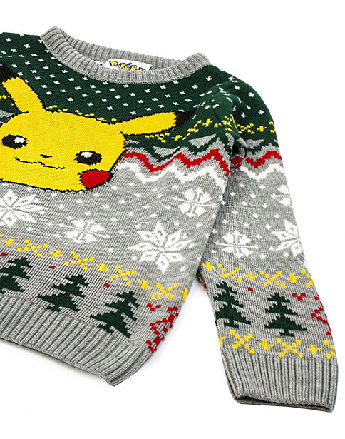 Pokemon Pikachu Kids Knitted Festive Christmas Jumper