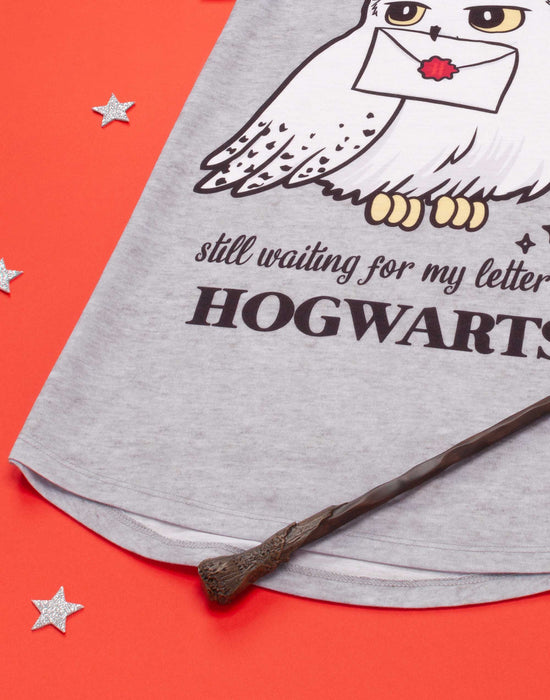 Harry Potter Hedwig Hogwarts Girl's Grey Marl Pyjama Night Dress