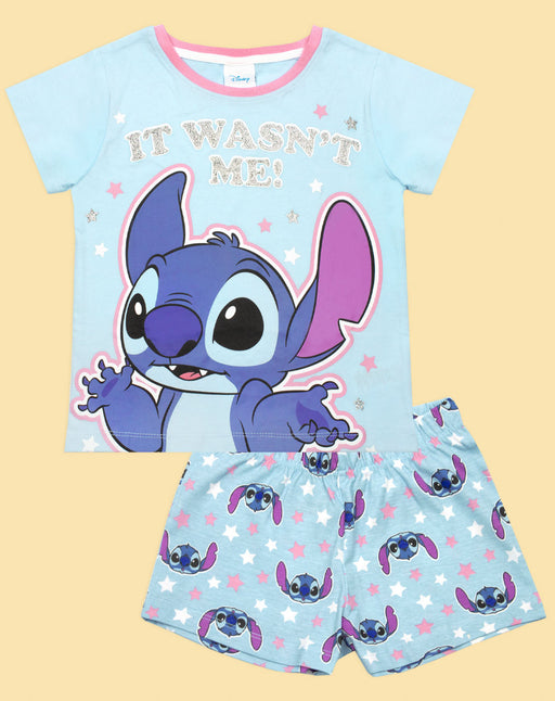 Disney Lilo And Stitch Girl's Blue Short Pyjama Set