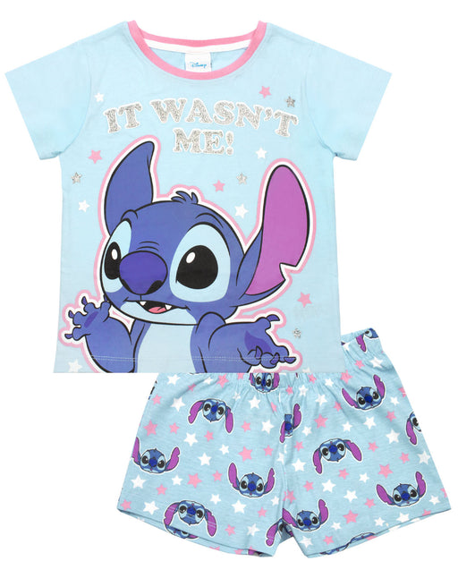 Disney Lilo And Stitch Girl's Blue Short Pyjama Set