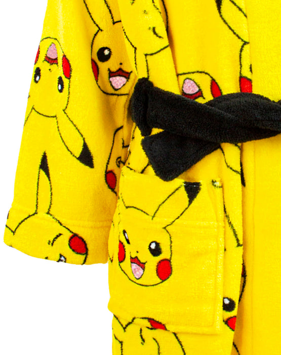 Pokemon Pikachu Kids Pocket Front Bathrobe - Yellow
