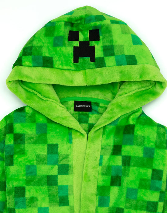 Minecraft Dressing Gown - Pixelated Creeper Gamer Gift - Boys Bathrobe