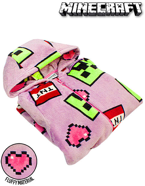 Minecraft Creeper Face & TNT Girls Gaming Loungewear Onesie - Pink