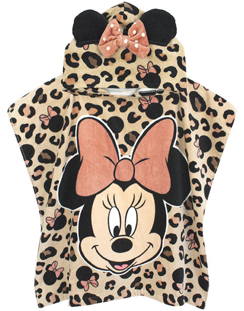 Disney Minnie Mouse Girl’s Towel Poncho | Kids Pink Disney Hooded Beach Towel | Children’s Bath Time Towel With 3D Ears & Bow Hood | Pink | Disney Gift