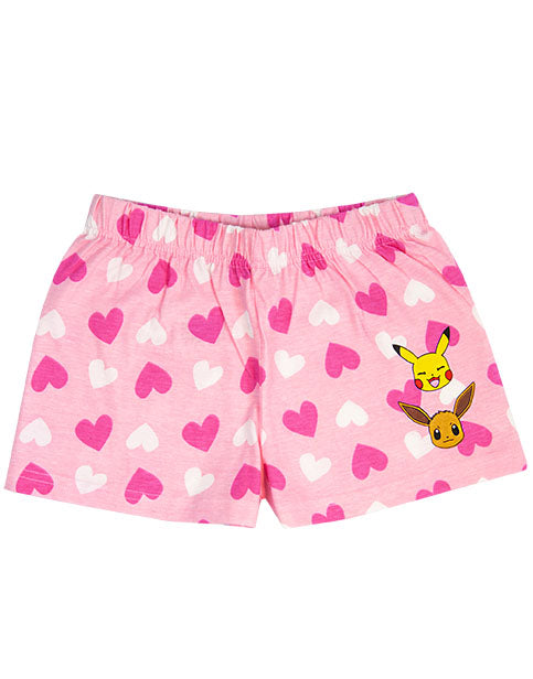 Pokemon Besties Pikachu & Eevee Frill Sleeve Long OR Short Leg Girls Pyjamas