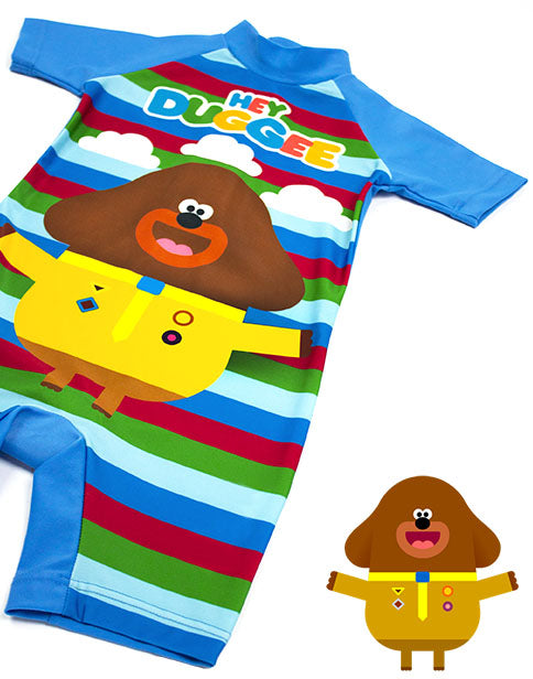 85% POLYESTER & 15% ELASTANE HEY DUGGEE SWIMMING COSTUME FOR BOYS - The Hey Duggee costume is made from mixed materials for a light, stretchy and comfortable feel perfect for kids summer holidays - especially for kids pool parties, surfing, swimming to sand castle building!