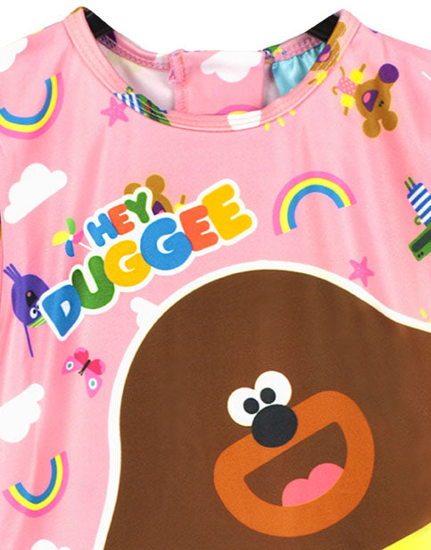 OFFICIALLY LICENSED HEY DUGGEE MERCHANDISE - This girls swimsuit is 100% official Hey Duggee merchandise, to get the most out of this product please be sure to wash the sunsafe swim suit at 40°C, wash with similar colours, wash inside out, rinse well in cold water immediately after use and dry away from direct sunlight!
