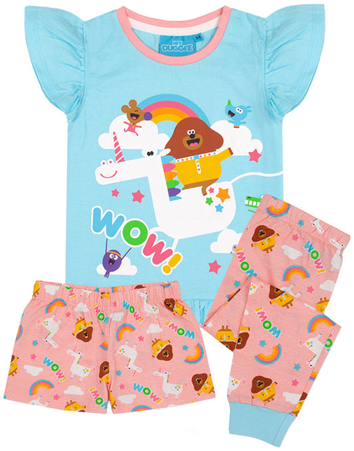  Our Hey Duggee pyjamas for kids and toddlers is available with two options of long or short bottoms. The Hey Duggee pjs are perfect for Cbeebies Hey Duggee tv series fans making a cool gift for birthdays, costume parties and all special occasions.