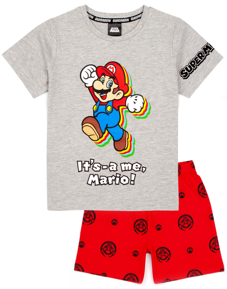  Super Mario pj set for boys includes a top and short bottoms that are available in two different colour options, red or blue making an awesome Super Mario