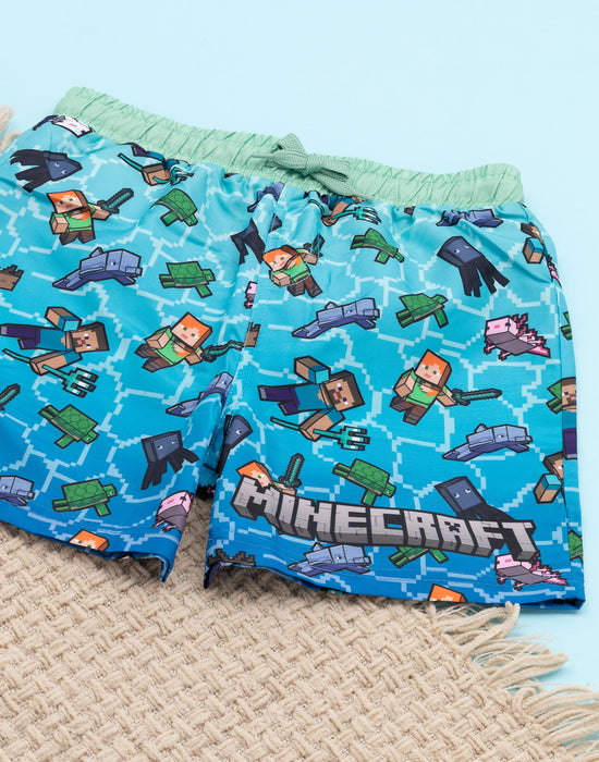 Minecraft Boys Blue Swim Shorts — Vanilla Underground