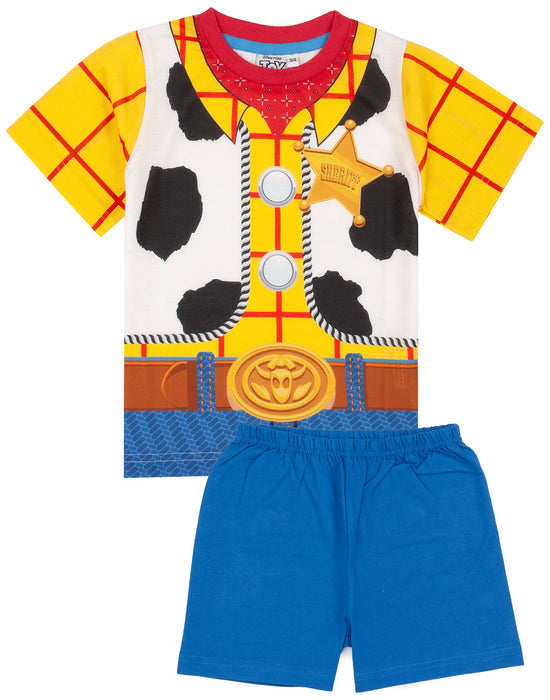  Our awesome Woody fancy dress sleepwear outfit comes with a cowboy t-shirt matched with vibrant blue shorts making the perfect gift for Disney fans!