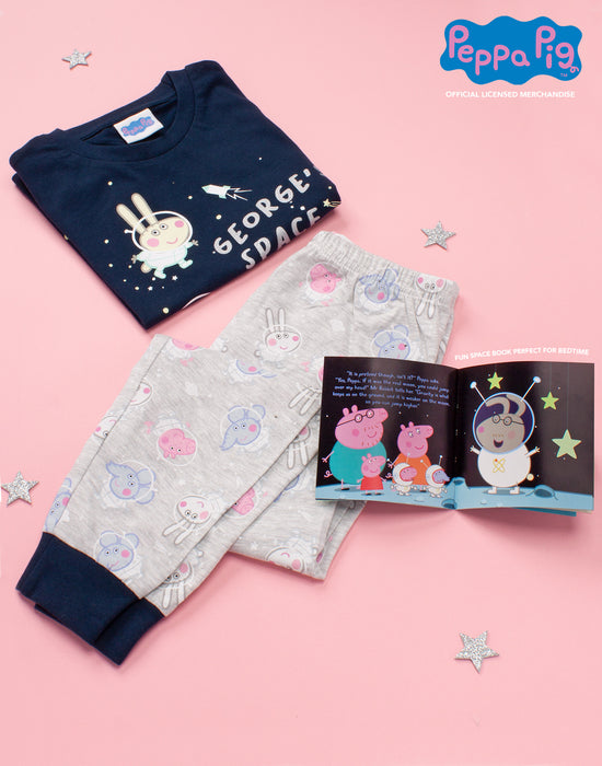 GEORGE PIG PYJAMAS SET WITH STORY BOOK FOR BOY & GIRLS - Our adorable Peppa Pig pyjamas comes with a ‘A Trip to the Moon’ bedtime story book that is perfect for little kids who love watching the favourite TV show, Peppa Pig.