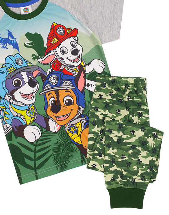 MIXED MATERIALS PAW PATROL NIGHTWEAR SET FOR HIM - The Rescue Pups sleepwear set for kids includes a characters t-shirt that the front of the top is made from polyester whilst the sleeves and back are made from 92% cotton and 8% polyester. Paired with cotton long or short bottoms for a cosy, light, and very soft to touch feel ensuring your little ones have the best Paw Patrol night sleep!