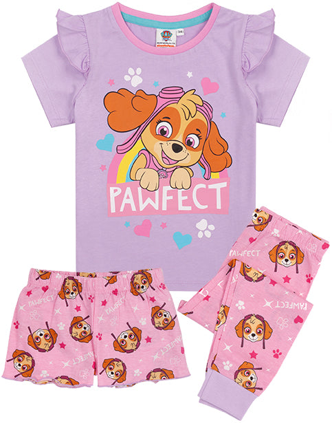 The pyjama set for children and toddlers comes in sizes 18-24 months, 2-3 years, 3-4 years, 4-5 years, 5-6 years and 6-7 years offering a comfortable and regular girls fit made for ultimate comfort perfect for everyday rescue pup adventures!