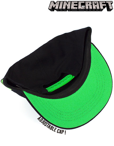 Minecraft Cap For Boys TNT Green Creeper Snapback Hat - Black
