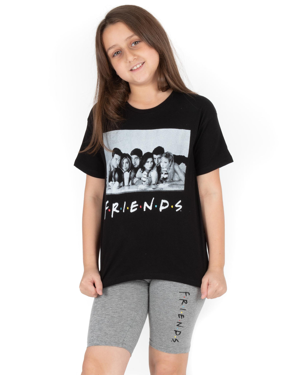 Friends Pyjamas For Girls TV Series Cycling Short & T-Shirt Set - Blac ...