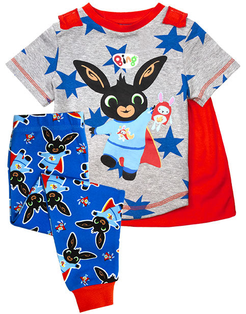 Cbeebies Bing Bunny Pyjamas with Cape -  Boys T-Shirt & PJ Bottoms Set