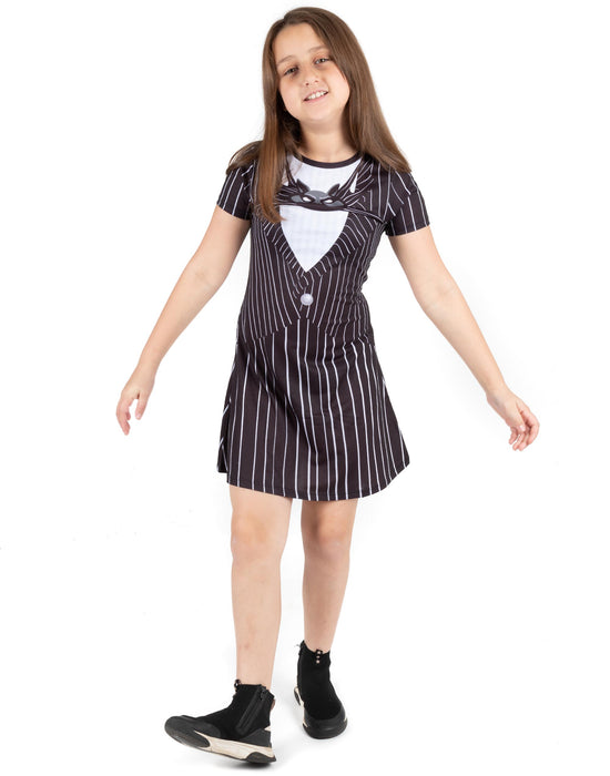 Nightmare Before Christmas Girls Dress Jack Skellington Disney Costume - Black