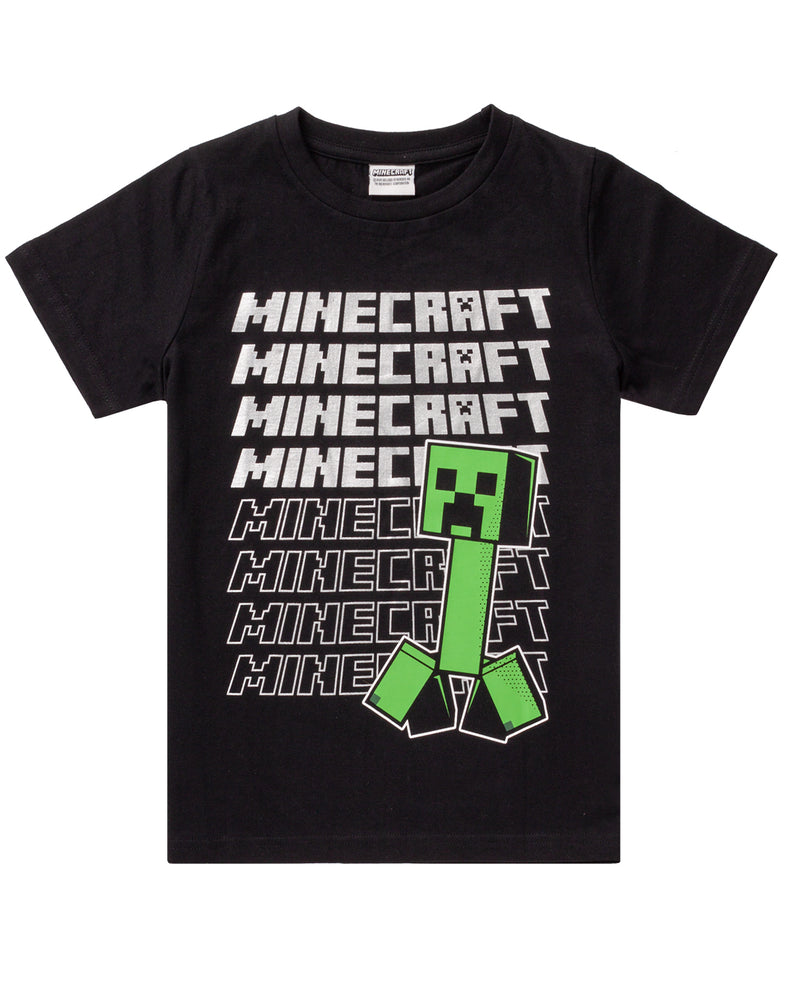 Minecraft T-Shirt Garçons Creeper Noir - Top Speed Gamer Intérieur à L'Intérieur 9-10 Ans
