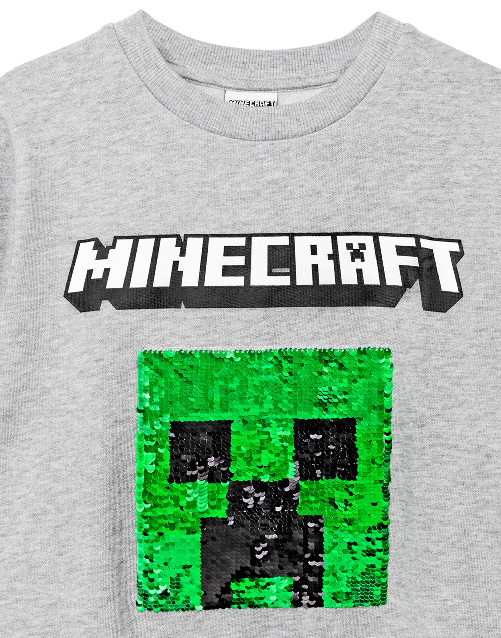 Minecraft Kids Sweatshirt Flip Sequin Green Creeper and Red TNT Jumper ...