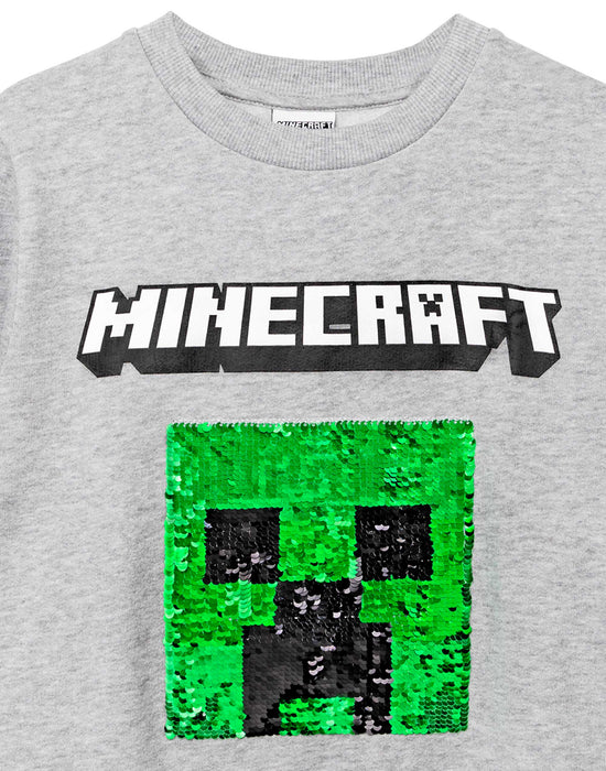 Felpa Minecraft Con Paillettes Per Bambini - Creeper E TNT, Grigio, Taglie 5-14 Anni - Foto 6