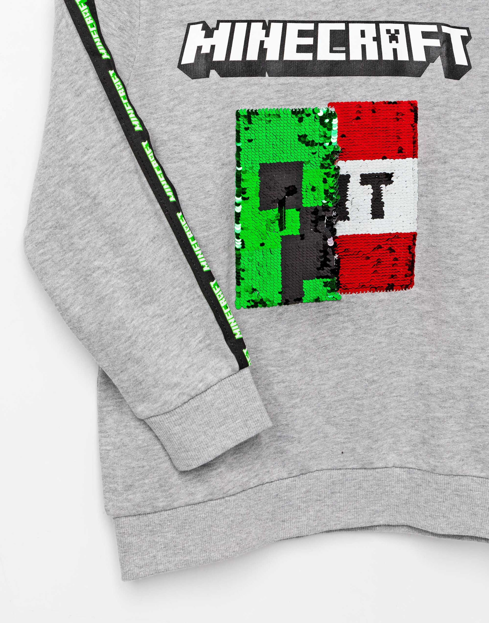 Minecraft Kids Sweatshirt Flip Sequin Green Creeper and Red TNT Jumper ...