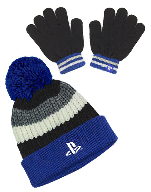 ONESIZE PLAYSTATION GAMING HAT & GLOVES  - The children’s PlayStation accessories come in one size that is suitable for most. The PlayStation gloves and hat come in a knit style making the set super comfortable perfect for keeping your head and hands warm.