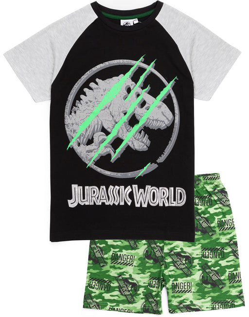 Jurassic World Pyjamas For Boys | Kids Camo T Shirt With Shorts OR Trousers Dinosaur PJs | Movie Merchandise