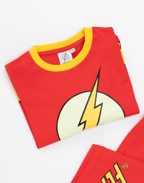 DC Comics The Flash Pyjamas For Boys Glow In the Dark Logo - Red