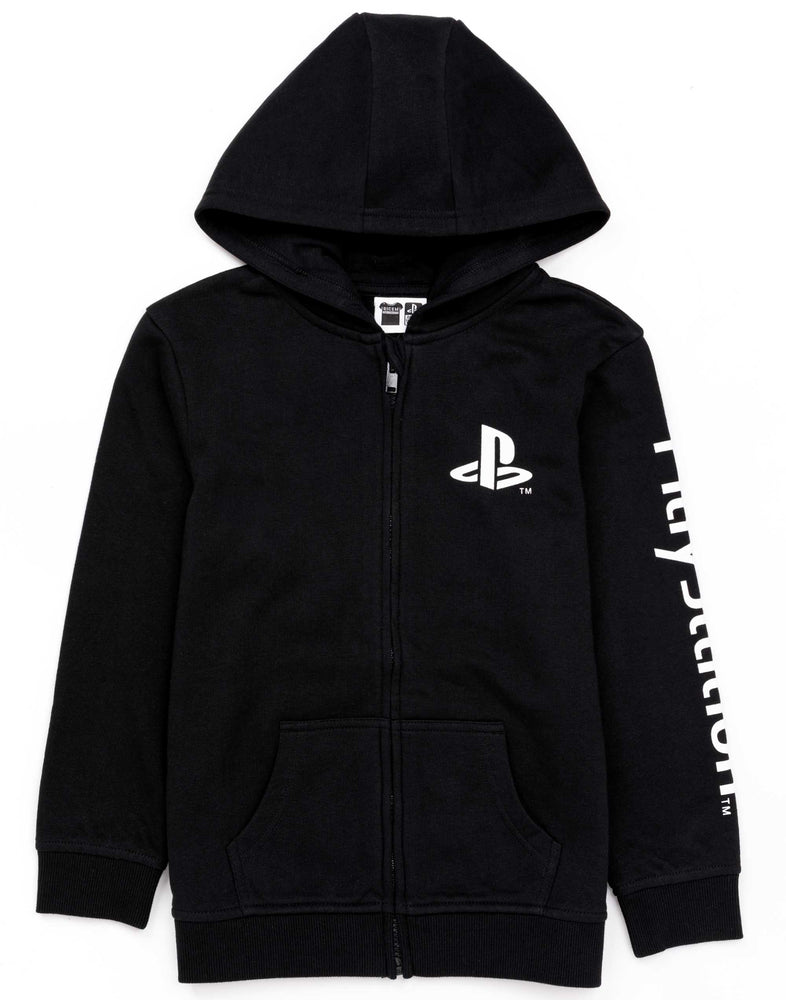 PlayStation Kids Hoodie Zip Up | Boys Girls Games Logo Black Jumper Jacket | Gamer Merchandise