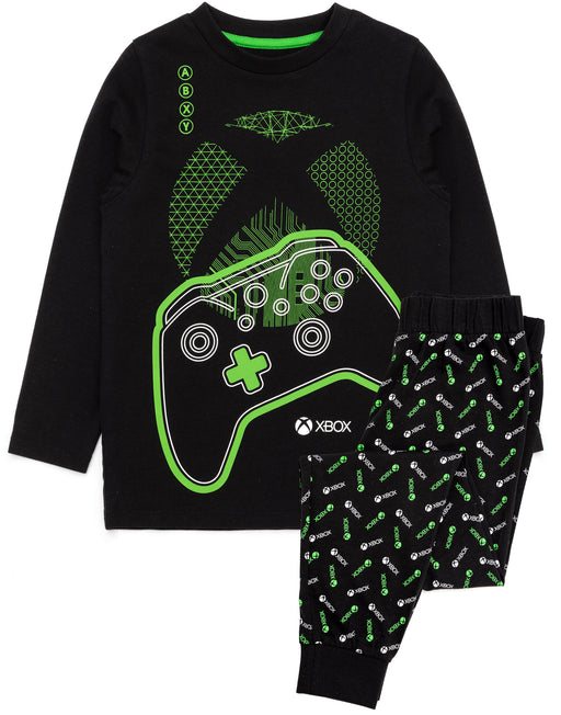 XBOX Pyjamas For Boys | Kids Black Green Gamer T-Shirt & Leggings Trousers Pjs | Game Console Controller Merchandise Gifts